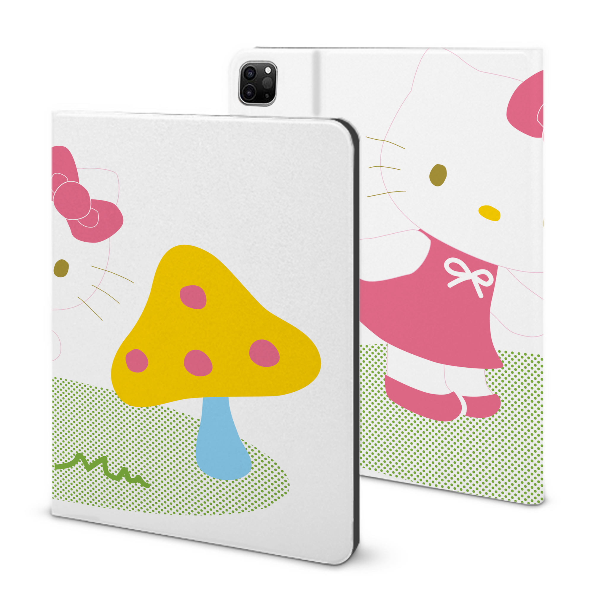 （画像用） Hello Kitty ハローキティ IPad ケース ブック型 PUレザー TPU 耐衝撃 軽量 薄型 ペン収納なし 全面保護 IPad 各モデル対応